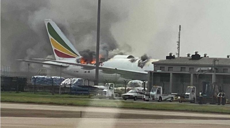 Ethiopia Plane Catches Fire
