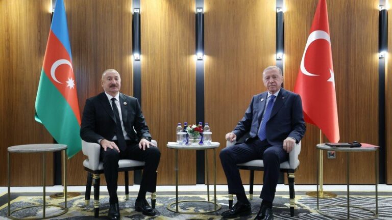 Turkish president meets his Azerbaijani counterpart in Bishkek
